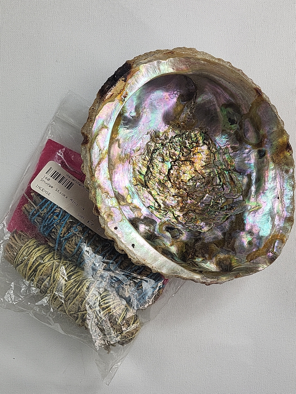 Natural Abalone Shell With Smudge Sticks